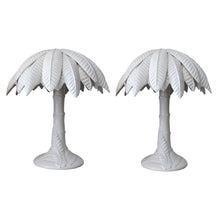 Load image into Gallery viewer, 1960’s Pair of White Glaze Ceramic Palm Tree Table Lamps, Italian