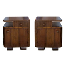 Load image into Gallery viewer, 1930s Pair of Art Deco Walnut Veneers Bedside Table/Nightstands,  French
