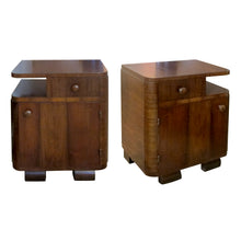 Load image into Gallery viewer, 1930s Pair of Art Deco Walnut Veneers Bedside Table/Nightstands,  French