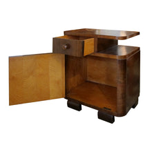 Load image into Gallery viewer, 1930s Pair of Art Deco Walnut Veneers Bedside Table/Nightstands,  French