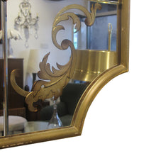 Load image into Gallery viewer, 1940s French Wall Mirror with Eglomisé Gold Leaf Design