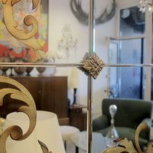 Load image into Gallery viewer, 1940s French Wall Mirror with Eglomisé Gold Leaf Design
