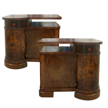 Load image into Gallery viewer, 1930s Pair of Art Deco Walnut Veneers Bedside Table/Nightstands,  French