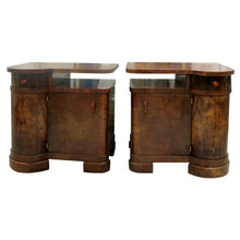 Load image into Gallery viewer, 1930s Pair of Art Deco Walnut Veneers Bedside Table/Nightstands,  French