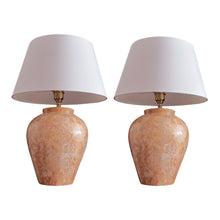 Load image into Gallery viewer, 1970s Pair of Pink Tessellated Marble Table Lamps, Italian