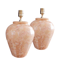 Load image into Gallery viewer, 1970s Pair of Pink Tessellated Marble Table Lamps, Italian