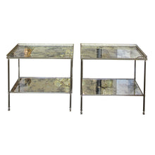 Load image into Gallery viewer, 1950s Pair of Two-Tier Side tables with Antiqued Mirror by Maison Jansen, French