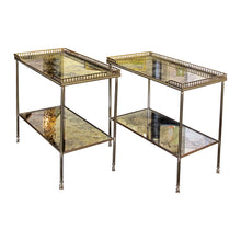 Load image into Gallery viewer, 1950s Pair of Two-Tier Side tables with Antiqued Mirror by Maison Jansen, French