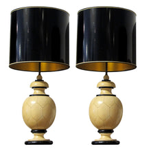 Load image into Gallery viewer, 1970s Large Pair of Tessellated Bulbous Table Lamps by Maison Delisle, French