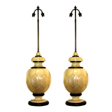 Load image into Gallery viewer, 1970s Large Pair of Tessellated Bulbous Table Lamps by Maison Delisle, French