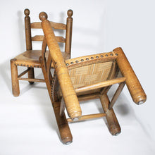 Load image into Gallery viewer, Pair of 1930s Low seating leather and wood chairs
