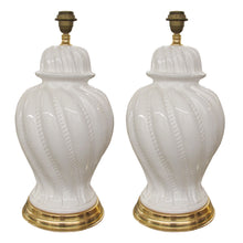 Load image into Gallery viewer, Pair of Large 1950s Italian White Glazed Ceramic Table Lamps