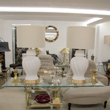 Load image into Gallery viewer, Pair of Large 1950s Italian White Glazed Ceramic Table Lamps