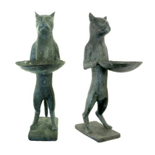 Load image into Gallery viewer, 1960s Pair of Bronze Bird Baths Cat Statues in the Style of Diego Giacometti, English