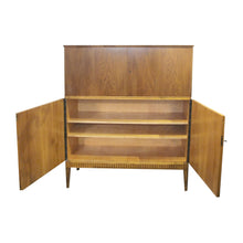 Load image into Gallery viewer, 1940s Elegant Swedish Ash Veneer Cabinet with Carved Frieze and Ample Storage