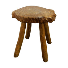 Load image into Gallery viewer, Mid-Century Pair of Milking Stools Carved in Oak Wood, French