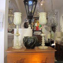 Load image into Gallery viewer, Mid-Century Pair of Polished Green Onyx Table Lamps, French