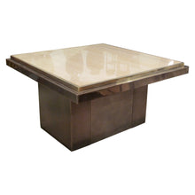 Load image into Gallery viewer, 1970s Belgian Square Travertine Top Side Table by Belgo Chrome