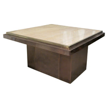Load image into Gallery viewer, 1970s Belgian Square Travertine Top Side Table by Belgo Chrome
