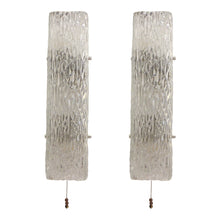 Load image into Gallery viewer, 1960s German Ice Glass Pair of Large Rectangular Wall Lights by Kalmar