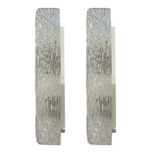 Load image into Gallery viewer, 1960s German Ice Glass Pair of Large Rectangular Wall Lights by Kalmar