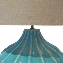 Load image into Gallery viewer, Pair of Turquoise Ceramic Crackled Glaze table lamps, circa 1980s, English