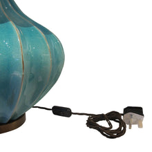 Load image into Gallery viewer, Pair of Turquoise Ceramic Crackled Glaze table lamps, circa 1980s, English