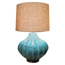 Load image into Gallery viewer, Pair of Turquoise Ceramic Crackled Glaze table lamps, circa 1980s, English