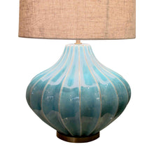Load image into Gallery viewer, Pair of Turquoise Ceramic Crackled Glaze table lamps, circa 1980s, English