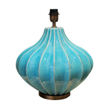 Load image into Gallery viewer, Pair of Turquoise Ceramic Crackled Glaze table lamps, circa 1980s, English
