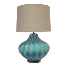 Load image into Gallery viewer, Pair of Turquoise Ceramic Crackled Glaze table lamps, circa 1980s, English