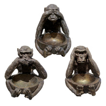 Load image into Gallery viewer, Three Wise Monkeys Bronze Sculptures “See No Evil, Hear No Evil, Speak No Evil”, Mid-Century, English