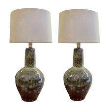 Load image into Gallery viewer, Mid-Century Modern Pair of Large Ceramic Table with Brown Glaze, Spanish