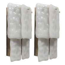 Load image into Gallery viewer, 1960s Pair of Frosted Ice Glass Two Tier Wall lights by J. T. Kalmar, Austrian