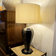Load image into Gallery viewer, 1940s Large Pair of Black and Gold Ceramic Table lamps, Italian