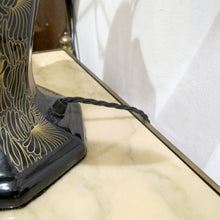 Load image into Gallery viewer, 1940s Large Pair of Black and Gold Ceramic Table lamps, Italian