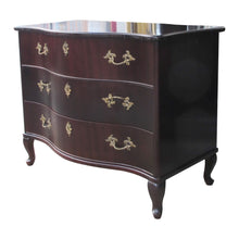 Load image into Gallery viewer, Pair of 1950s Bow-Fronted Swedish Mahogany Chests of Drawers with Brass Accents