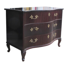 Load image into Gallery viewer, Pair of 1950s Bow-Fronted Swedish Mahogany Chests of Drawers with Brass Accents