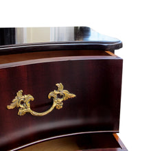 Load image into Gallery viewer, Pair of 1950s Bow-Fronted Swedish Mahogany Chests of Drawers with Brass Accents