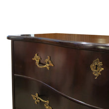 Load image into Gallery viewer, Pair of 1950s Bow-Fronted Swedish Mahogany Chests of Drawers with Brass Accents