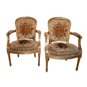 Pair of 1920s French fauteuils armchairs
