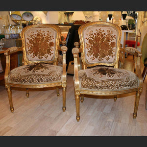 Pair of 1920s French fauteuils armchairs