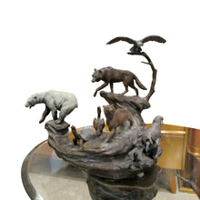 Load image into Gallery viewer, 1980s Side Table with bronze casts of Earth, Sea, Air Animals, American