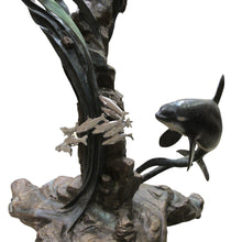 Load image into Gallery viewer, 1980s Side Table with bronze casts of Earth, Sea, Air Animals, American