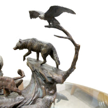 Load image into Gallery viewer, 1980s Side Table with bronze casts of Earth, Sea, Air Animals, American