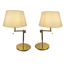 Load image into Gallery viewer, 1970s Pair of Large Brass Bracket Table Lamps, Swedish, 1970s