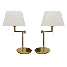 Load image into Gallery viewer, 1970s Pair of Large Brass Bracket Table Lamps, Swedish, 1970s