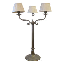 Load image into Gallery viewer, Pair of Large Three Arms Solid Bronze Table Lamps circa 1900, French