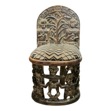 Load image into Gallery viewer, Early 1900s Hand-Carved African Tribal Chairs with Intricate Figurative Detailing