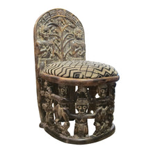Load image into Gallery viewer, Early 1900s Hand-Carved African Tribal Chairs with Intricate Figurative Detailing